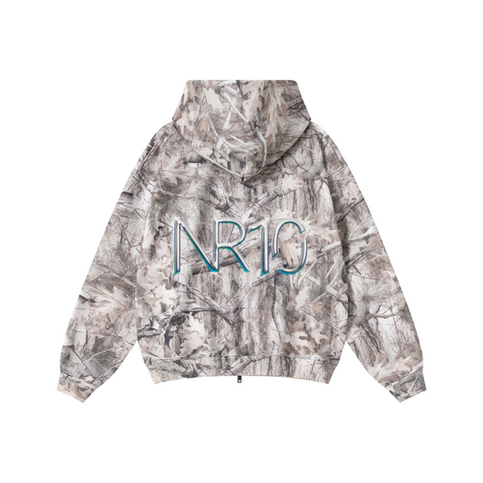 340GSM Unisex Heat Transfer Desert Camouflage Zip-Up Hoodie 	Branch Camouflage