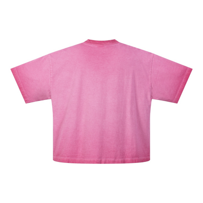 275GSM Unisex Boxy-Fit Fried-Color Vintage-Wash Loose T-shirt Washed Rose Red
