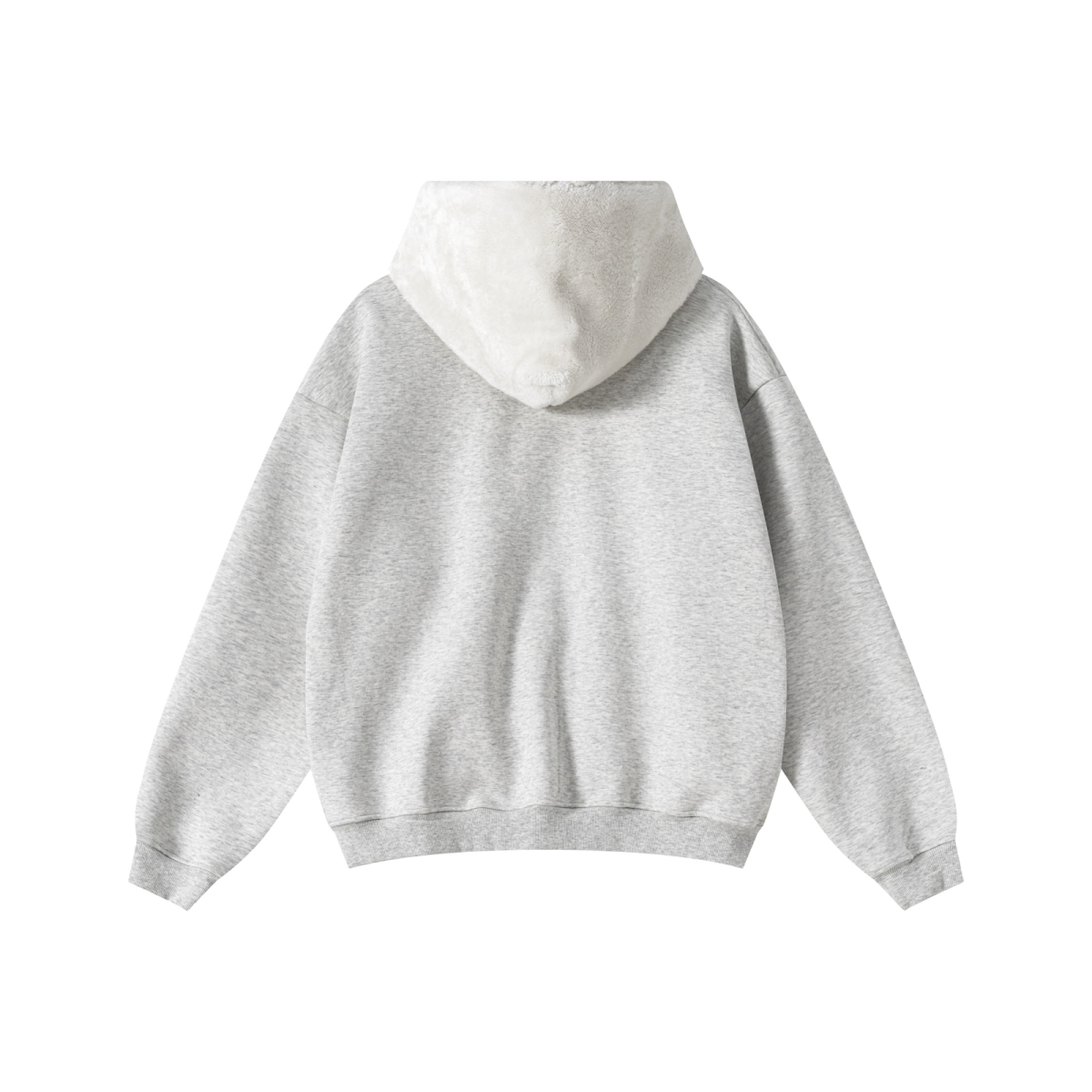 560GSM Unisex Composite Fleece Zip-Up Hoodie Oatmeal Grey